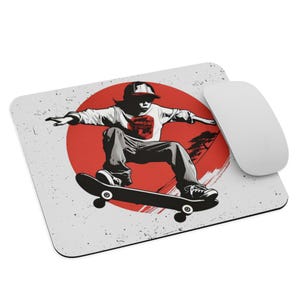 Skater Mouse Pad - Aerial Skateboard Mouse Pad - Gnarly Skateboard Art Desk Pad - Contemporary Gamers Pad - Skateboarder Mouse Pad Gifts