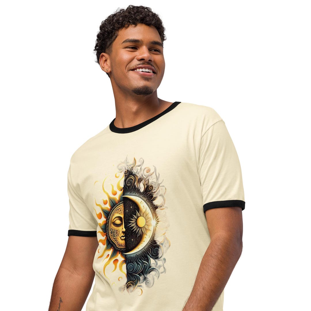 The Ringer Sun Mystic Moon and Sun Ringer T-shirt: Celestial Yin Yang Tee - Etsy