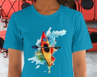 Kayak T-Shirt: Abstract Watercolor Splash Design