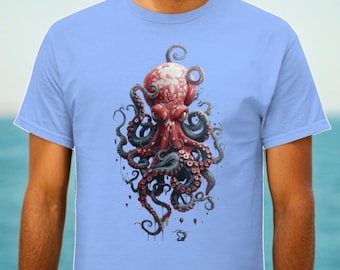 Camiseta gráfica de pulpo: camiseta de algodón para amantes del océano