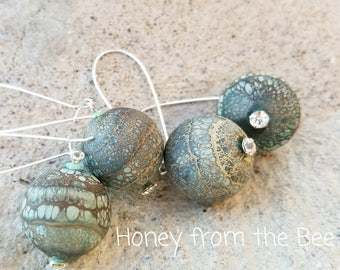 Statement Earrings - Bubbles - hollow lampwork earrings - ball earrings - Artisan jewelry by Honey from the Bee