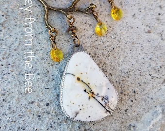 Nature Inspired necklace - Fireflies - Willow Creek Jasper necklace - Boho style necklace