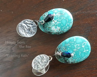 Turquoise and Sterling Silver earrings - Artisan Jewelry by Honey from the Bee