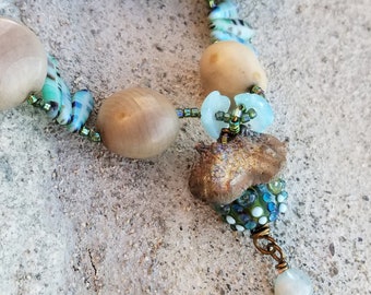 Ocean Inspired Boho Necklace - Starfish Rising - Beach necklace - Mermaid necklace - Artisan Statement necklace