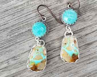Royston Ribbon Turquoise earrings - Turquoise and brown earrings