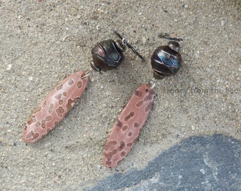 Chohua Jasper Earrings - Rose colored earrings - Outer Space inspired - Artisan Jewelry by Honey from the Bee