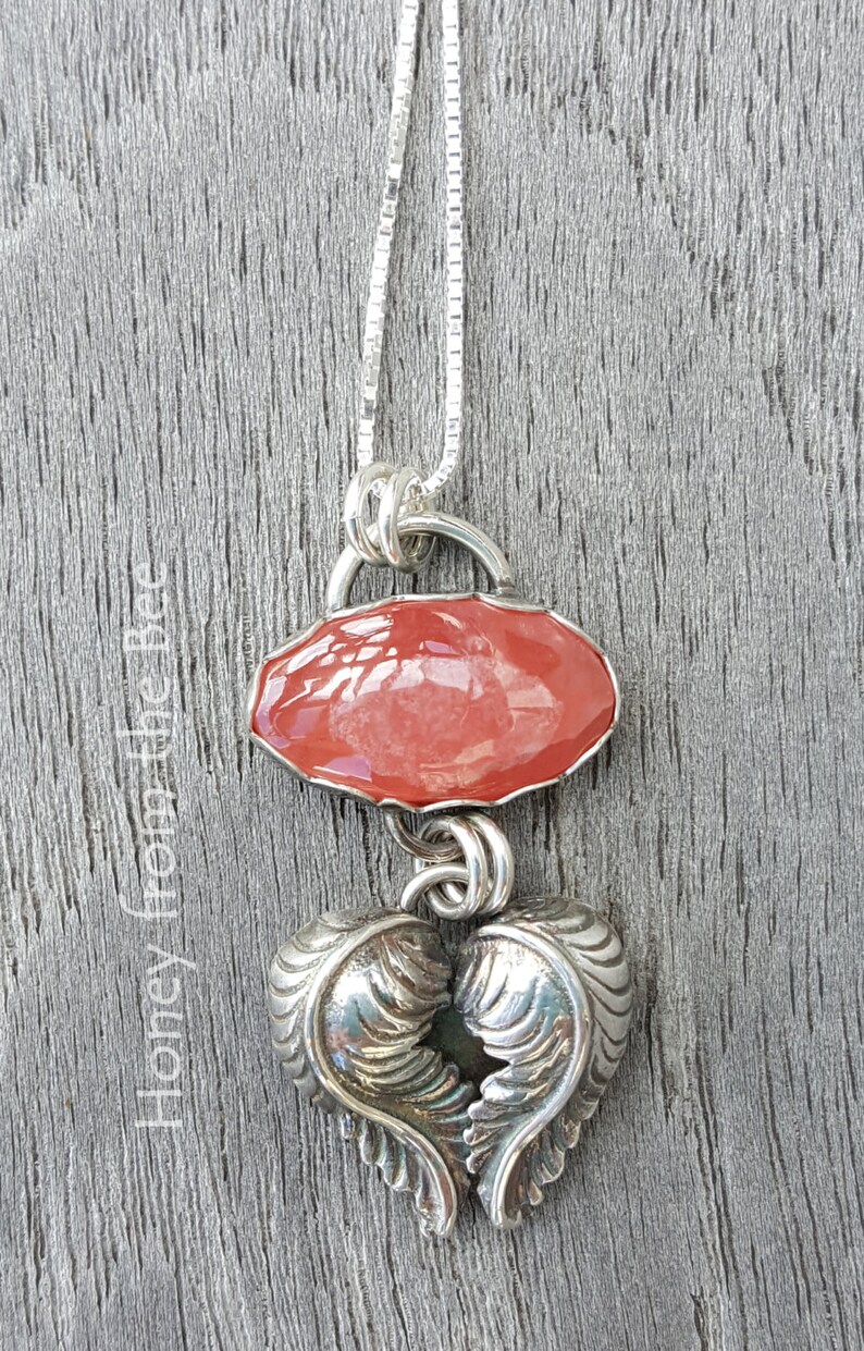 Rhodochrosite Silver Heart Pendant Heart of the Matter