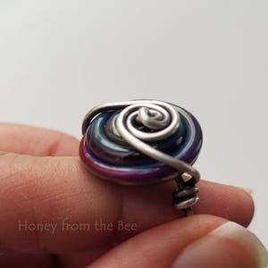 Rainbow Ring sterling silver wire ring with lampwork image 2
