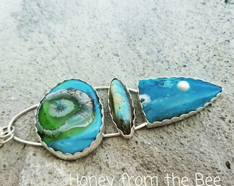 Inspiration Mine Chrysocolla Pendant - Briny Deep - Blue Green Statement Pendant - Artisan Jewelry by Honey from the Bee