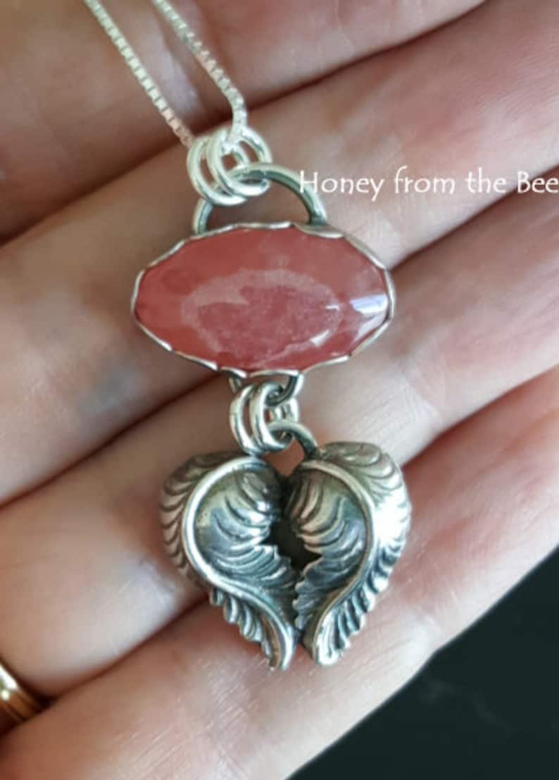 Rhodochrosite Silver Heart Pendant Heart of the Matter