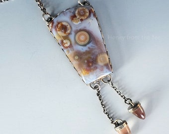 Ocean Jasper and Sunstone necklace - Orange gemstone artisan necklace