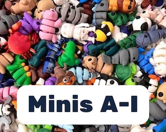 Minidieren | A-I | Listing 1/3 | Kies je eigen | 3 maten | 3D-geprint fidgetspeeltje | Zintuiglijk | Gelede | Klein | Bulkcadeaus | Babydier