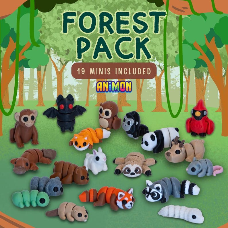 Mini Animal Theme Packs | 3 Sizes | Articulating Tiny Animals | Fidget ...