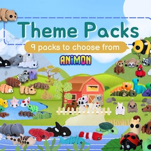 Mini Pacotes Temáticos de Animais | 3 Tamanhos | Pequenos Animais Articulados | Brinquedo Fidget | Brinquedo Sensorial | Presente Animal |