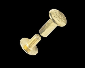 Floral Head Chicago Screws 10mm/ 12mm Long Solid Brass Nickel Plated (Pack of 4)
