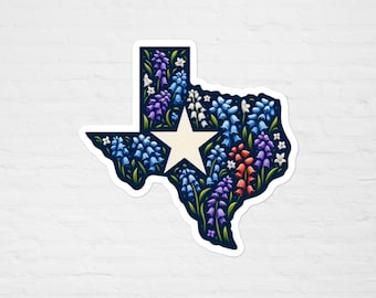 Texas Bluebonnet Sticker - Lone Star State Wildflower Decal - Glossy Vinyl Waterproof, Laptop, Phone Journaling Sticker - 4in x 4in size