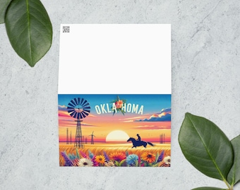 Oklahoma Prairie Stationäre gefaltete Notizkarte - Oklahoma Grußkarten - Oklahoma State Love - Oklahoma State