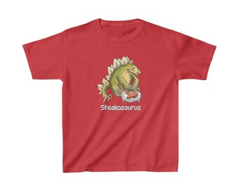 Steakosaurus Dinosaur Kids Cotton T-Shirt