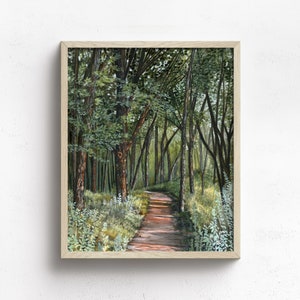 Haven // Green Summer Forest Art Print on Canvas or Paper // Vertical Landscape Painting