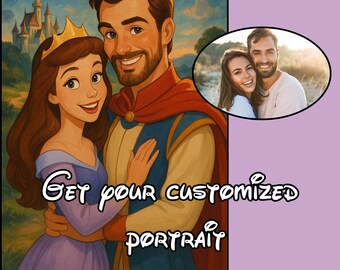 Custom Fairy Tale Style Portrait – Personalized Digital Gift for Couple, Family, Kids, Pets – Unique Printable Artwork