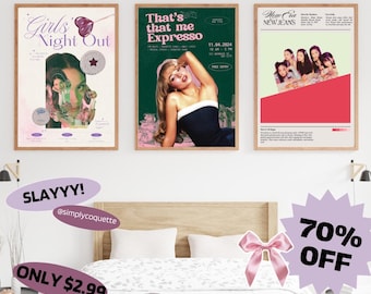 Coquette Y2K Wall Art Set | Pink Dorm Room Poster | Digital Download