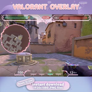 Pink Coquette Core Valorant Overlay | Overlay Customizable | Valorant Overlay | Stream Overlay for Twitch OBS YouTube | Cute Stream Overlay
