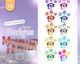 10 Twitch Sub Badges | Monster Hunter palico paw | Badges Twitch | Cheer Badges | Bit Badges | Streamer badges