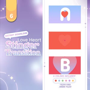 6 Twitch Stream Scene Stinger Transition | Heart Stinger | | Pink Heart Stream Transition | Cute Stinger Transition |  Twitch Transition