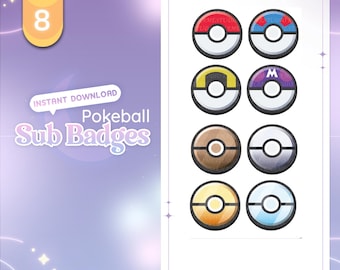 Twitch Sub Badges - Poke sphere Collection - Set of 8 Badges