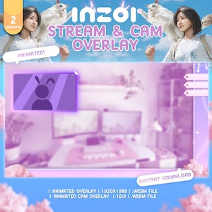 Animated  cute pink and purple Overlay | inzoi Overlay Inspired | Stream graphics | webcam overlay | Vtuber Assets | obs
