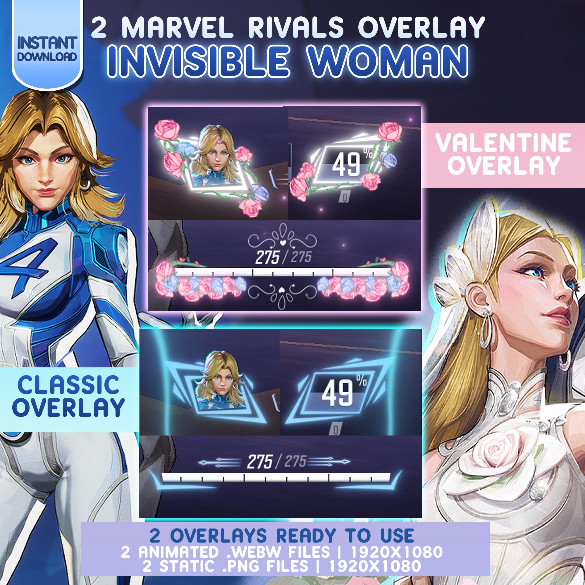 Animated Invisible Woman Overlay | Marvel Rivals Overlay Inspired | Streamer graphics | marvel rivals hud overlay | Vtuber Assets | obs