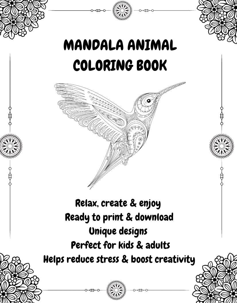 Animal Mandala Coloring Book – Printable Stress Relief PDF Printable ...