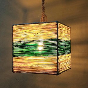 lustre en raphia, suspension, lustre rustique au plafond, luminaires décoratifs, lustre pour chambre ou salon, cadeau.