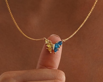 Butterfly Birthstone Necklace, 18K Gold Necklace, Wedding Necklace, Anniversary Gift, Bridal Gift, Grandma Gift, Christmas Gift for Her