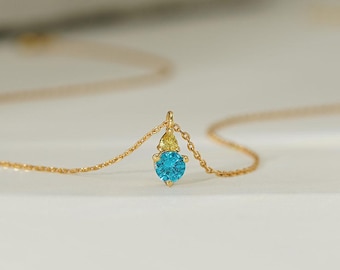 Minimalist Double Birthstone Necklace, 18k Gold Necklace for Mothers, Personalized Birth Month Gift, Birthday Gift for Her, Christmas Gift