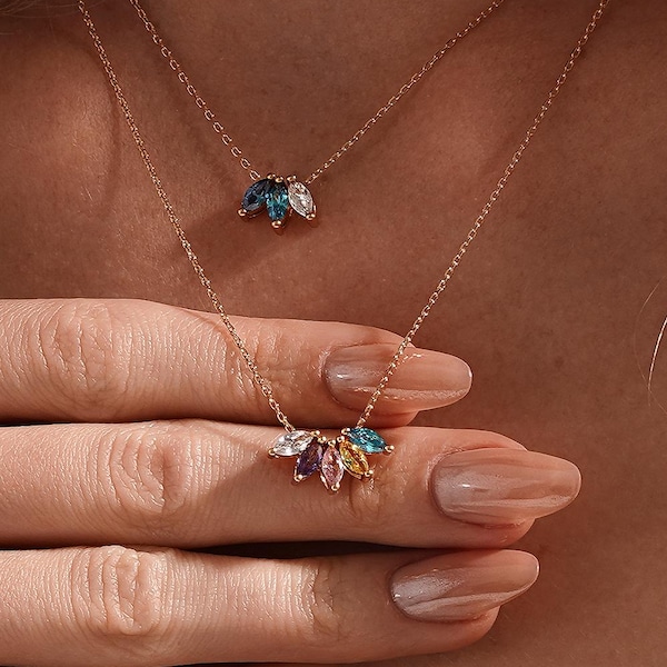 Personalisierte Familie Birthstone Halskette, Marquise Birthstone Halskette, Benutzerdefinierte Birthstone Schmuck, Geburtstagsgeschenk, Mütter Halskette, Geschenk für Mama