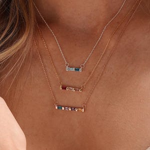 18K Gold Plated Birthstone Necklace, Custom Family Birthstone Necklace, Birthstone Jewelry,  Personalized Gift, Mother Necklace,Gift For Her