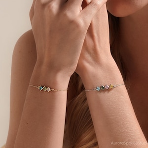 Pulsera personalizada con piedra de nacimiento familiar, pulsera personalizada con piedra de nacimiento, joyería con piedra de nacimiento, regalo de cumpleaños, pulseras para madres, regalo para ella