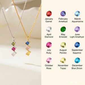 Personalized Family Birthstone Necklace, Custom Birthstone Jewelry, Women Necklace, Birthstone Necklace for Grandma, Birthday, Gift for Mom