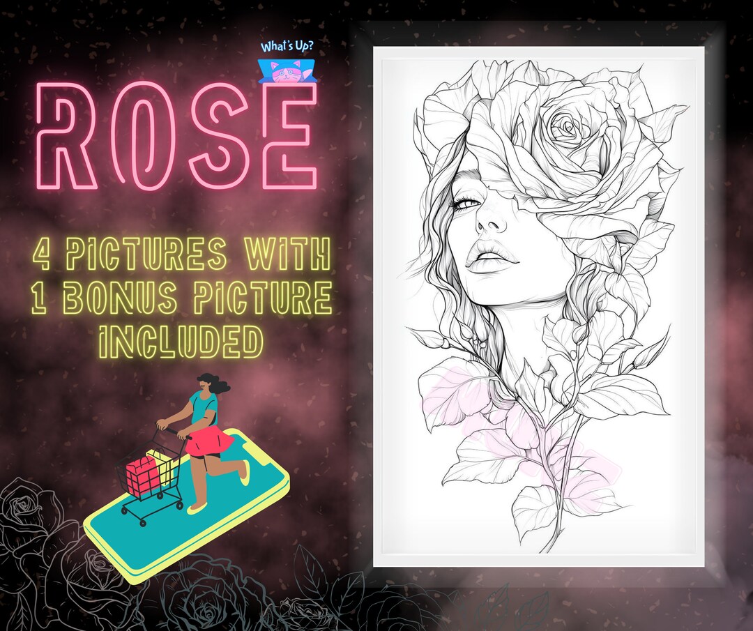 4 Pages of Rose Coloring Pages by MUNZ I 4 Pages Bonus 1 Pages - Etsy
