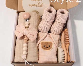 Gepersonaliseerde nieuwe moeder en baby geschenkdoos, neutrale babyshowerset pasgeboren, eerste keer ouders postpartum aandenkenmand