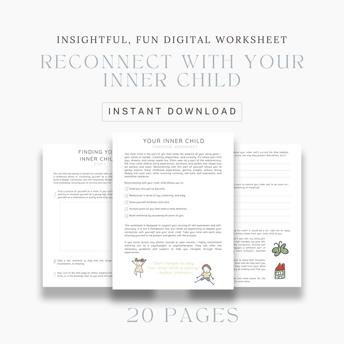 Inner Child Worksheet: Guided Journaling for Self-awareness (digital ...