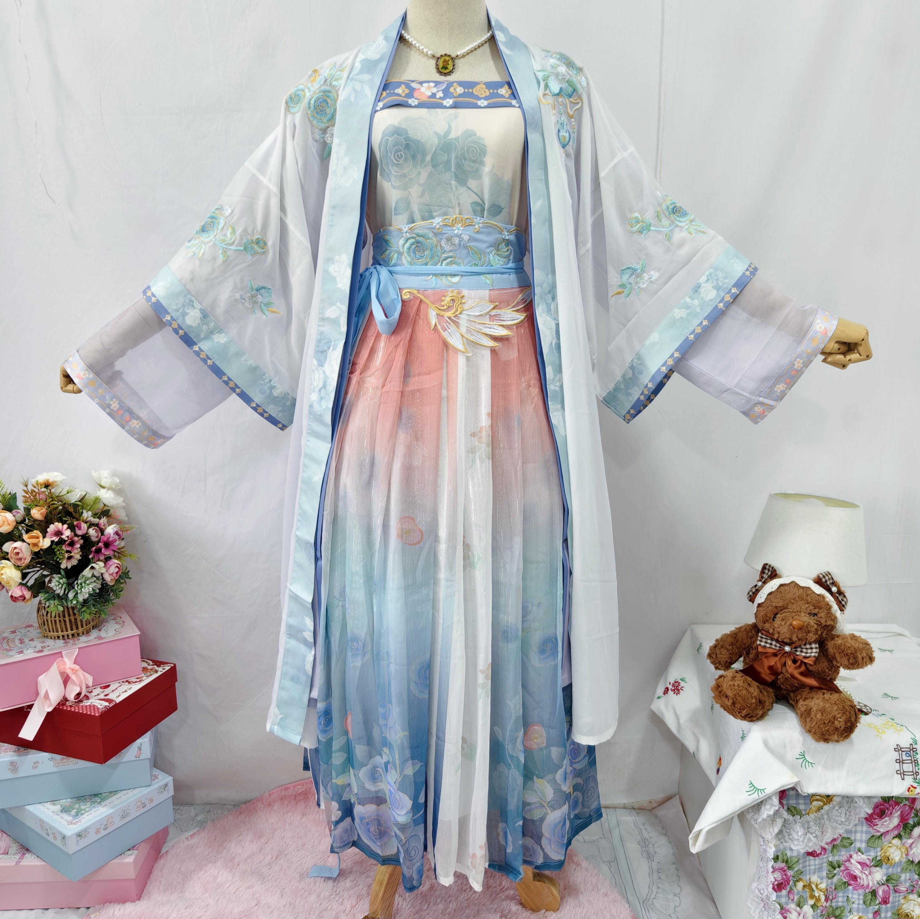 Chemisier Hanfu Traditionnel Chinois En Lin - Manches 3/4, Col V, Boutons Grenouille - Style Ample Décontracté - Taille Large