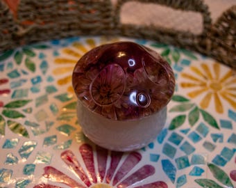 Handcrafted Floral Resin Mushroom Jar - Custom Colors Available