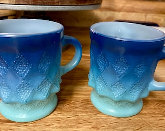 Fire King Kimberly Blue Milk Glass Mug
