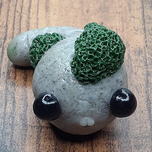Cute Worm Figurine, Granite Look Worm, Moss Balls, Pet Worm, Worm with Teeth, Figurine, Adopt a Worm, Worm Friend, Cute Worm, Worm Figure