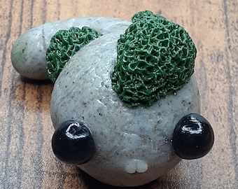 Granite Worm Figurine: Polymer Clay Pet with Moss Balls