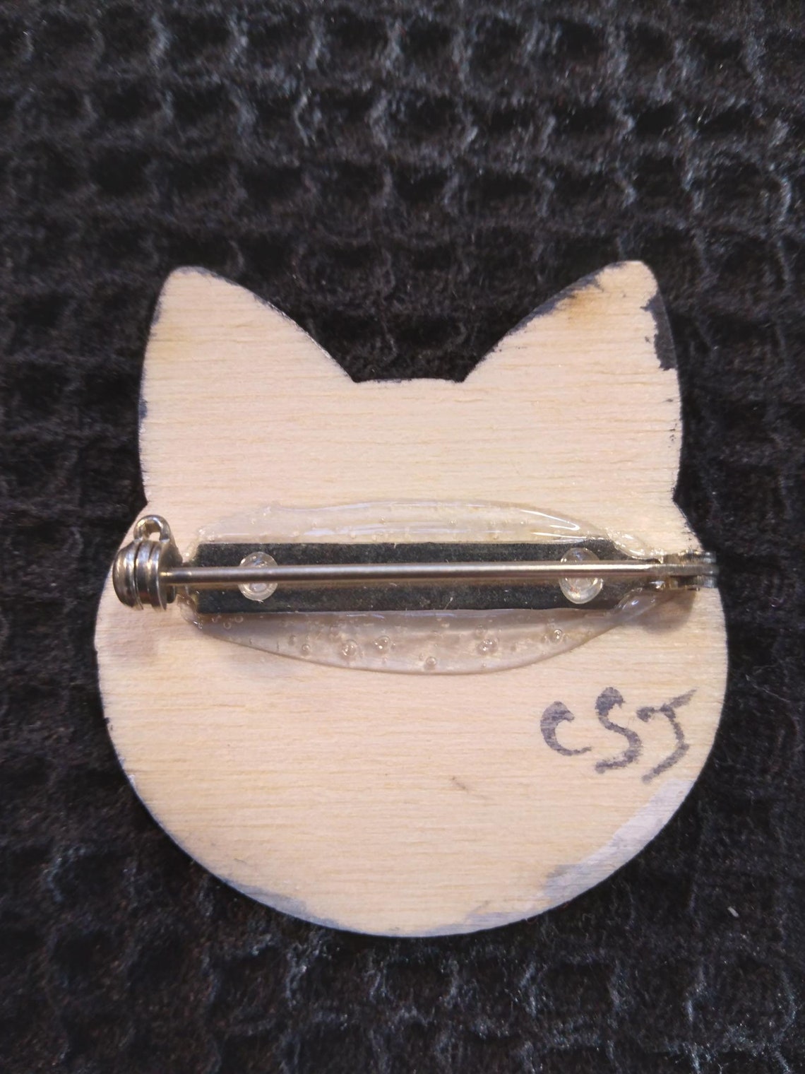 Hand Painted Cat Face Brooch: Folk Art Jewelry - Etsy