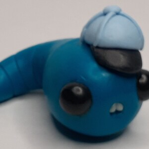Cute & Silly Worm, Worm With Teeth Figurine, Child Worm, Worm Wearing Baseball Cap, Adopt a Worm, Worm Friend, Cute Worm, Worm Figure