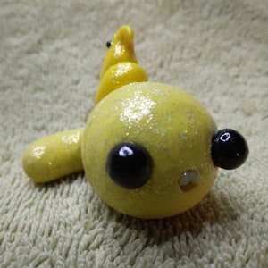 Polymer Clay Worm Figurine: Yellow Peeps Worm with Chick
